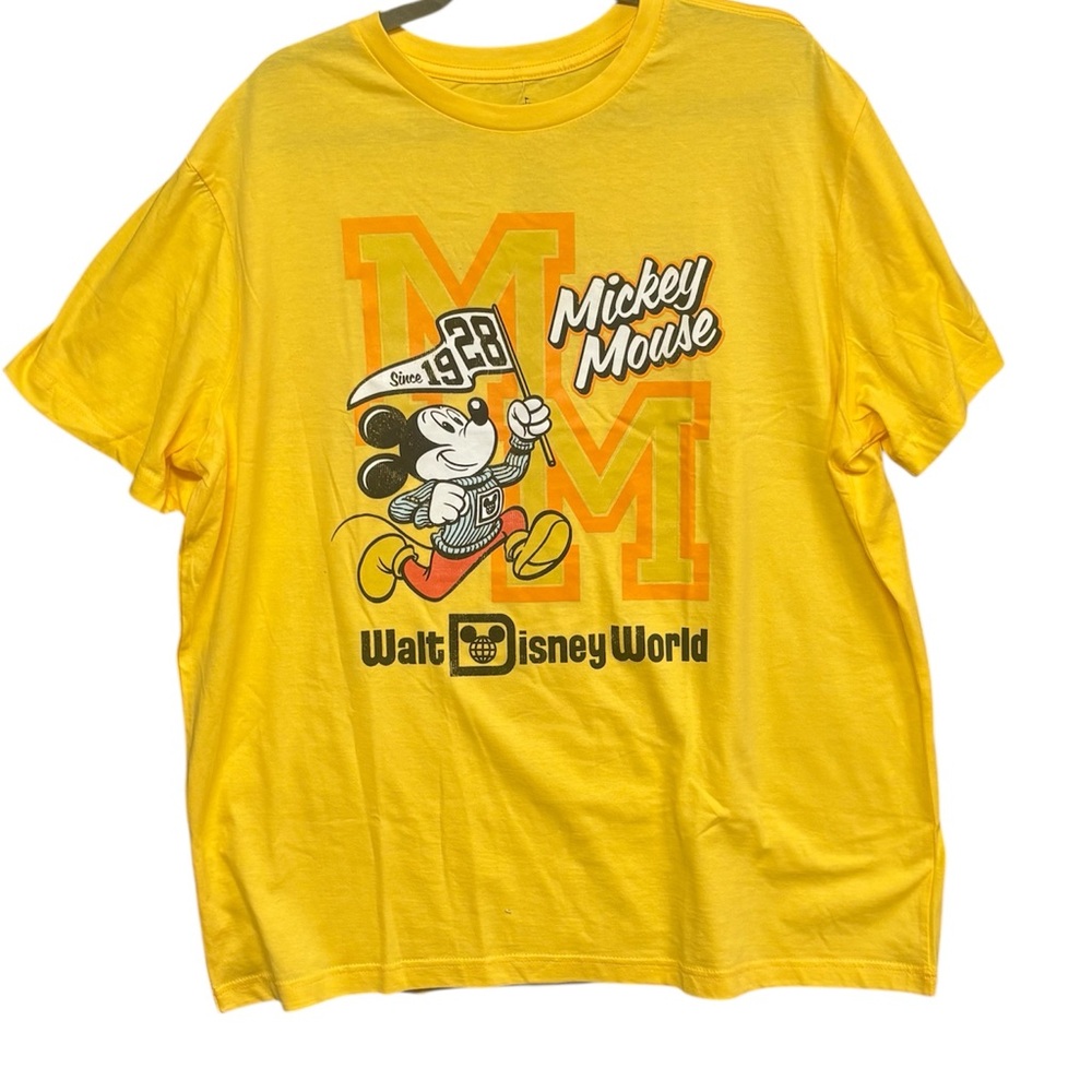 Disney Unisex Mickey Mouse Yellow Walt Disney World Adult T-shirt New